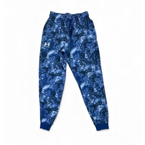 Under Armour Other - Under Armour Joggers Mens SMALL UA Rival Fleece 28 INSEAM Tie Dye Blue White